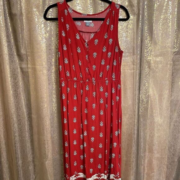 Old Navy Dresses & Skirts - Old Navy Brick Red Paisley Print Sleeveless Maxi Dress, Large